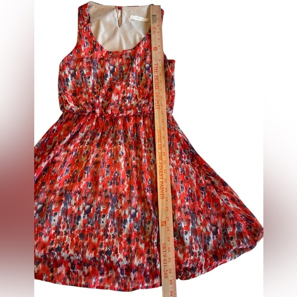 Lush Tank Dress Orange, Red, Purple White Abstract Pattern Fully Lined Sz Small. - Picture 9 of 11